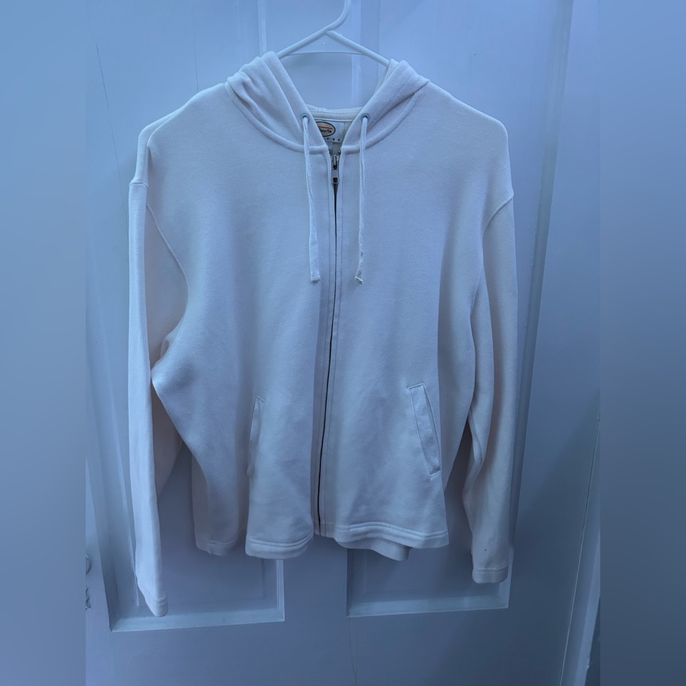Woman’s White Talbots Hooded Zip-Up